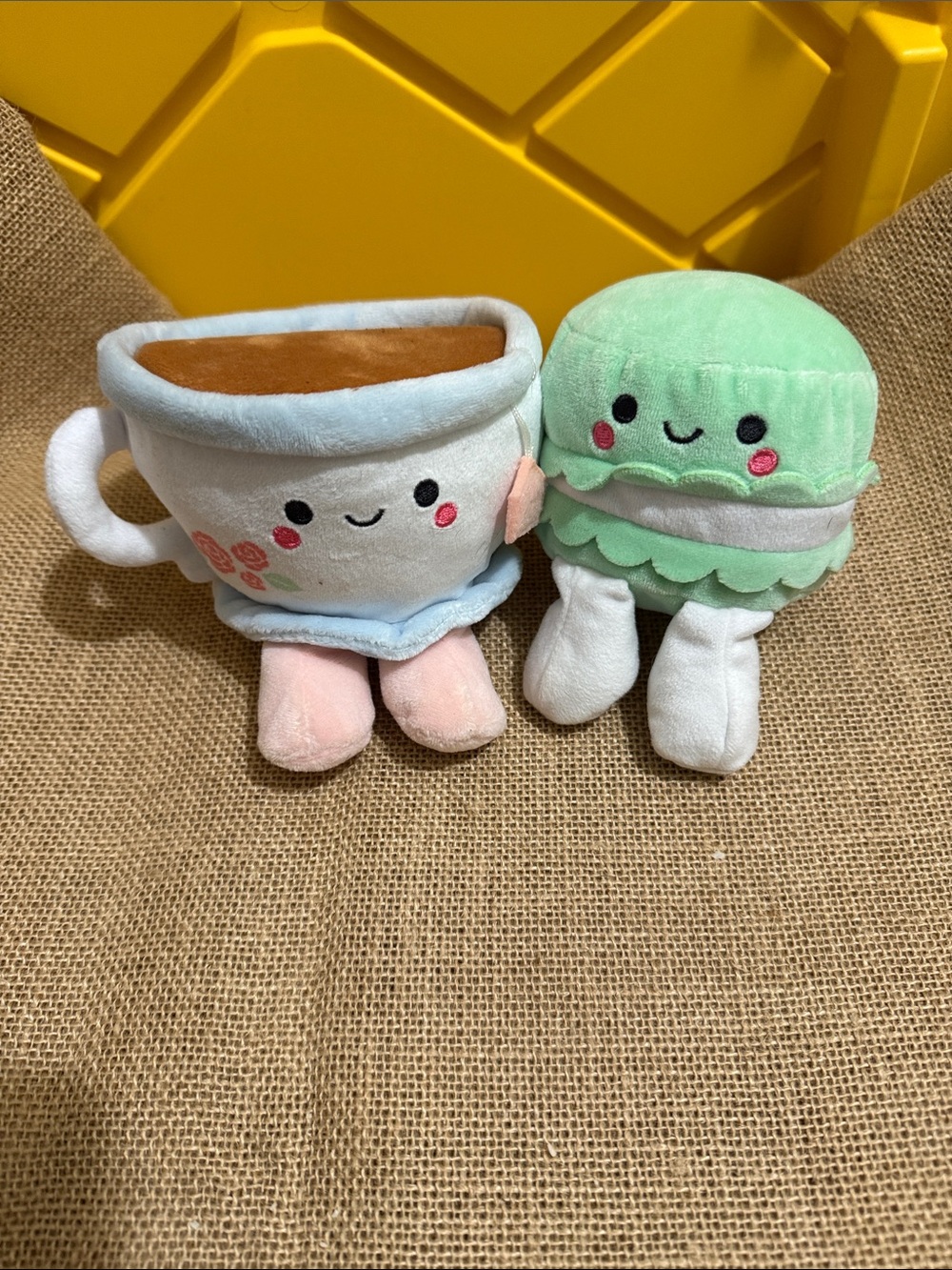 Hallmark Plush Tea Cup and Macaron Pair - Mint, Pink, White